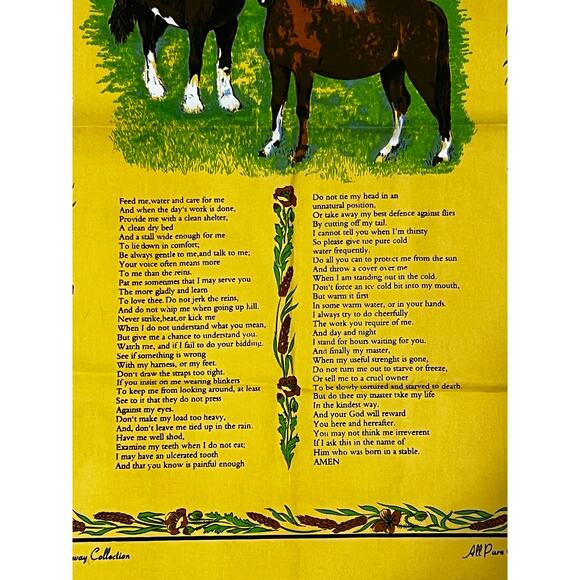 Causeway Collection The Horse's Prayer Cotton Yellow Wall Hanging Cloth - Picture 2 of 2